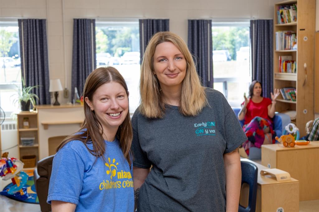 Two women in daycare room